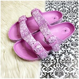 NWT : Shade & Shore : size : 8 : ‘neida eva’ two band pink floral slide sandals